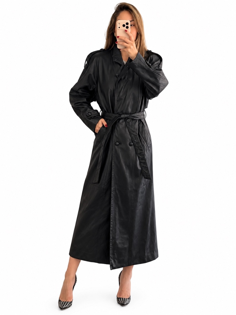 Wilson’s Black Leather Trench Coat